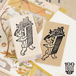 スタンプ 輸入 100Proof Press ローズデリバリー #1005 Rose delivery ラバースタンプ はんこ 天使 バラ おしゃれ｜adesso-nip