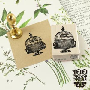 スタンプ 輸入 100Proof Press 鳥かご Small Antique Birdcge #2009 ラバースタンプ おしゃれ アンティーク ヨーロッパ｜イタリア雑貨adesso