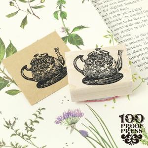 スタンプ 輸入 100Proof Press ティーポット Ornate Teapot #3691 ポット 花柄 紅茶 コーヒー キッチン ラバースタンプ｜adesso-nip