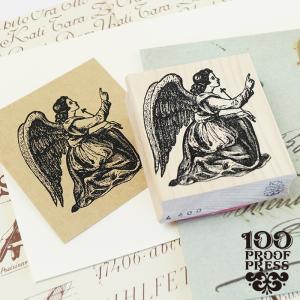 スタンプ 輸入 100Proof Press ひざまずく天使 Kneeling angel #4400 天使 受胎告知 宗教画 ラバースタンプ おしゃれ｜adesso-nip