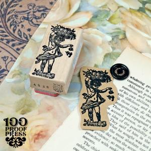 スタンプ 輸入 100 Proof Press #4536 Cherub Scattering Flowers 花を散らす智天使 ラバースタンプ はんこ 天使 おしゃれ｜adesso-nip