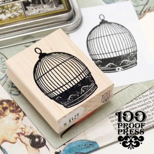 ラバースタンプ おしゃれ アンティーク クラシック はんこ クラフト 100プルーフプレス 100 Proof Press #6425 鳥かご Hanging Birdcage｜adesso-nip