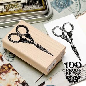ラバースタンプ おしゃれ アンティーク クラシック はんこ クラフト 100プルーフプレス 100 Proof Press #6603 ハサミ Fancy Sewing Scissors｜adesso-nip