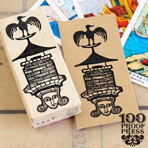 スタンプ 輸入 100Proof Press 煙突に乗ったルーク Rook on Chimney on Head #6839 カラス 煙突 シュール はんこ｜adesso-nip