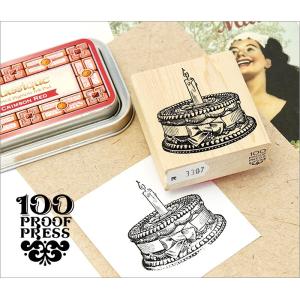 スタンプ 100 Proof Press #3307 リボンケーキ 1can Beribboned Cake, 1 Candle スタンプ スイーツ｜adesso-nip