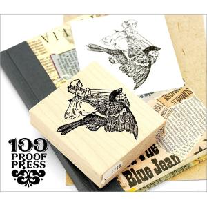 スタンプ 100 Proof Press #5788 鳥に乗る少女 Birdie Ride スタンプ アンティーク｜adesso-nip