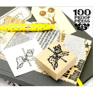100 Proof Press #1874 回転木馬/ブタ Carousel Pig スタンプ ヴィンテージ｜adesso-nip
