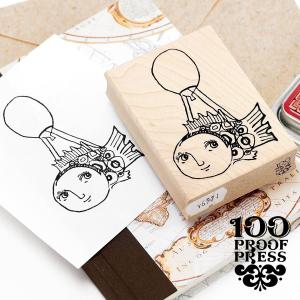 スタンプ 100 Proof Press #6571 バルーンフィッシュ Balloon Flying Fish ラバースタンプ ヴィンテージ シュール｜adesso-nip