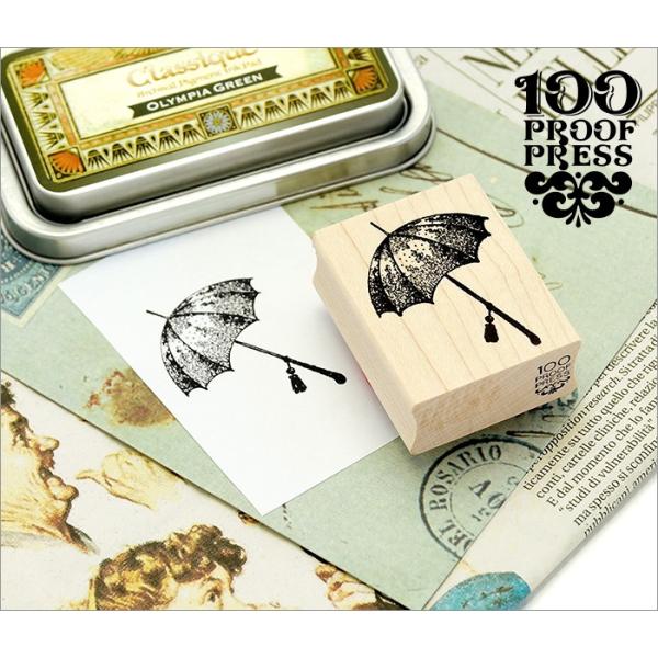 100 Proof Press #2819 傘 Fancy Umbrella スタンプ アンティーク