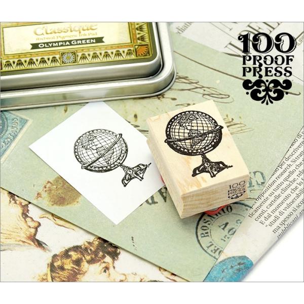 100 Proof Press #5307 地球儀 Globe スタンプ アンティーク