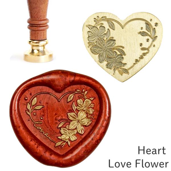 シーリングスタンプ ヘッド ＜ Heart Love Flower ＞ ハート型 変形 花柄  ad...