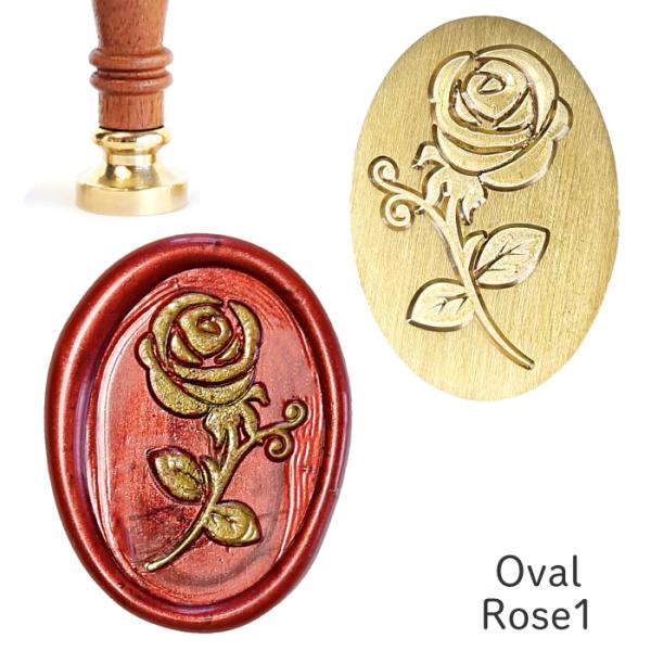 シーリングスタンプ ヘッド オーバル ＜ Oval Rose1 ＞ 単品 替えスタンプ バラ【Pro...