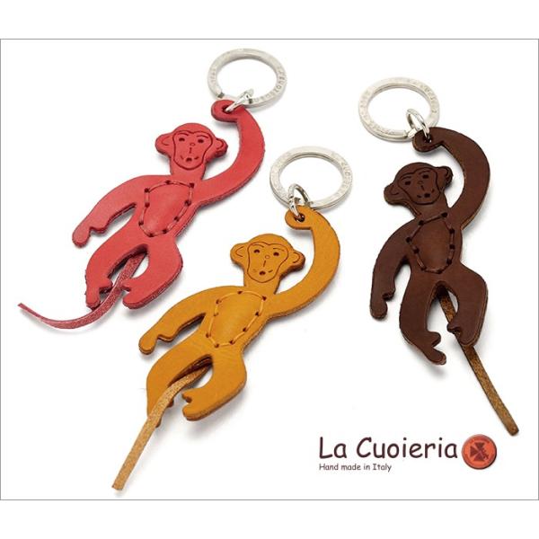 キーホルダー サル イタリア製 本革 レザー 猿 monkey ラ クオイエリア La Cuoier...