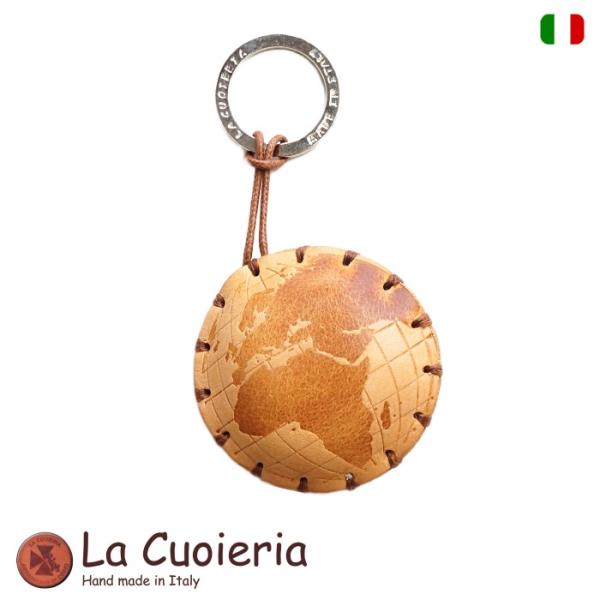 キーホルダー 地球儀 本革 イタリア製 La Cuoieria レザーキーホルダー globe P3...