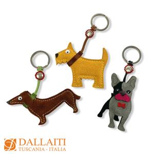 レザーキーホルダー イヌ 犬 シュナウザー ダックス DOG 本革 イタリア製 DALLAITI｜adesso-nip