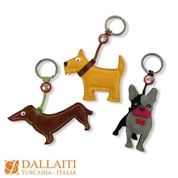 レザーキーホルダー イヌ 犬 シュナウザー ダックス DOG 本革 イタリア製 DALLAITI