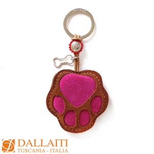レザーキーホルダー アニマル 犬 ドッグフット 足跡 本革 イタリア製 DALLAITI キーチャーム キーリング ギフト｜adesso-nip