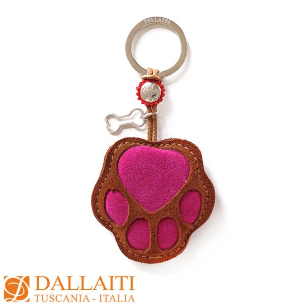 レザーキーホルダー アニマル 犬 ドッグフット 足跡 本革 イタリア製 DALLAITI キーチャー...