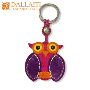 レザーキーホルダー アニマル フクロウ 本革 イタリア製 DALLAITI キーチャーム キーリング 鳥 梟 ギフト｜adesso-nip