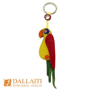 レザーキーホルダー アニマル オウム 本革 イタリア製 DALLAITI キーチャーム キーリング 鳥 ギフト｜adesso-nip