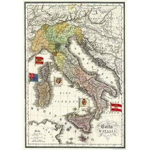 ポスター 古地図 イタリア I.F.I  ポスター 50×70 MAPPA ITALIA CR001 縦長 アート インテリア｜adesso-nip