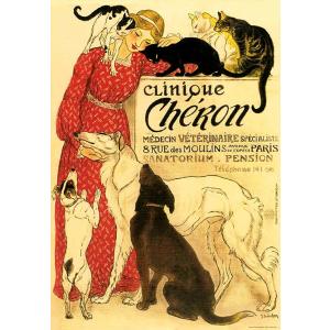 ポスター イタリア I.F.I  50×70 CHERON CR047 Clinique Cheron 【角折れあり】広告 猫 犬 インテリア｜adesso-nip