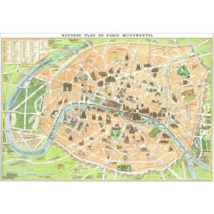 ポスター  パリ 地図 インテリア I.F.I ラッピングペーパー 50×70 パリの地図 PARIS MAP2 CR072 イタリア製｜adesso-nip