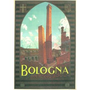 ポスター イタリア ボローニャ 斜塔 ガリゼンダ アジネッリ  I.F.I ポスター 50×70 BOLOGNA CR089 ボローニャの斜塔 インテリア｜adesso-nip