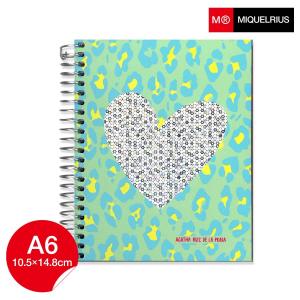 ミケリウス アガタ 可愛い ハート柄 MIQUELRIUS Agatha Ruiz De La Prada  ANIMAL PRINT ＆ SEQUINS ノート A6 方眼 5mm｜adesso-nip