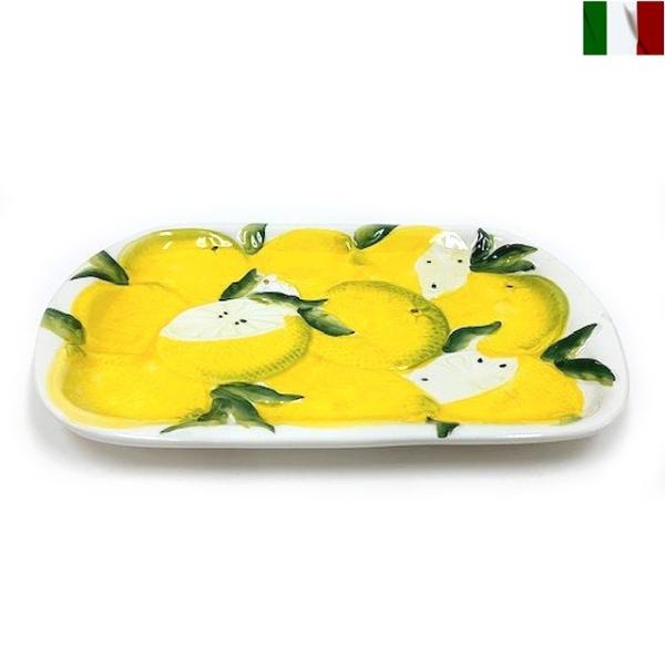 イタリア製 レモン柄 プレート 長角皿 中皿 陶器 インテリア　italy-p2-36624l