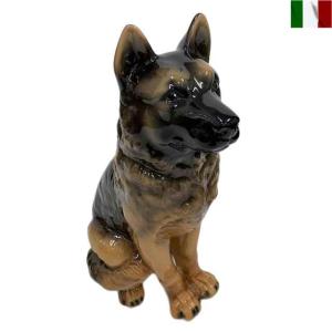 ジャーマンシェパード 置物 犬 インテリア オブジェ 陶器 shepherd-75 イタリア製｜adesugata-furniture