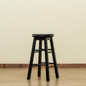 カウンターチェア ハイチェア 座面回転式 バースツール 木製 おしゃれ バーチェア 丸椅子 高さ62.5cm位 カフェ風 回転チェア 黒