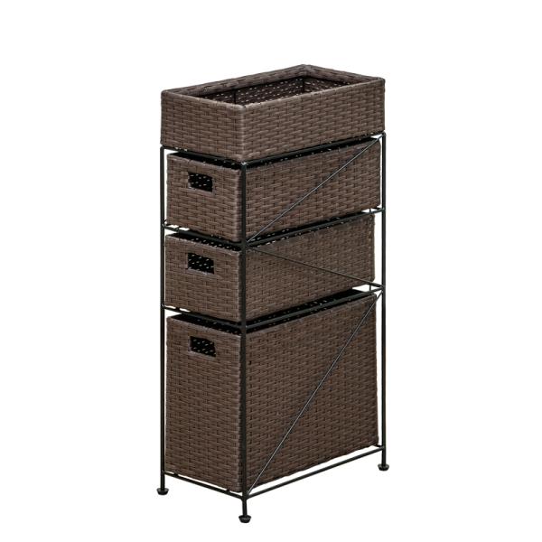 ランドリー収納 ラタン風 チェスト 3段引き出し 外寸幅21cm位 すき間収納 スリム TME-07...