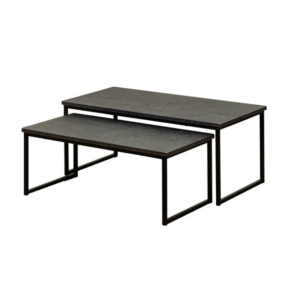 センターテーブル 90cm幅 80cm幅 重ねて収納可 大小2台セット 入れ子式 ネストテーブル U...