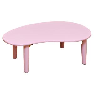 折りたたみテーブル 85cm幅 ビーンズ型 センターテーブル 木製 楕円 折れ脚 ちゃぶ台 WFG-8555(PK) ピンク｜アドホックスタイル