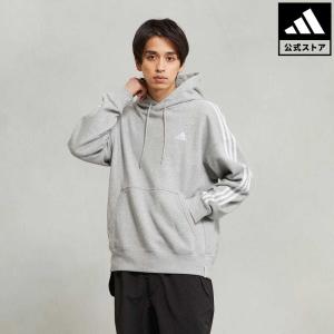 返品可 アディダス公式 ウェア・服 トップス adidas エッセンシャルズ プラス ルーズフィット スリーストライプス フレンチテリー プルオーバーパーカー トレ…｜adidas