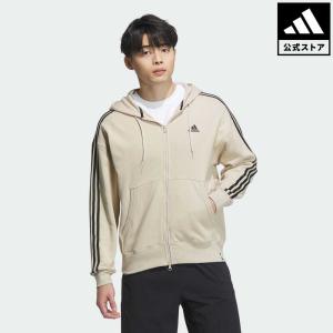 返品可 アディダス公式 ウェア・服 トップス adidas エッセンシャルズ プラス ルーズフィット スリーストライプス フレンチテリー フルジップパーカー トレー…｜adidas