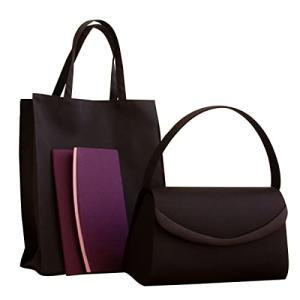 B-GALLERY 岩佐謹製 サテン切り替え フォーマルバッグ サブバッグ 袱紗 3点セット 日本製 黒 レディース wb1079の商品画像