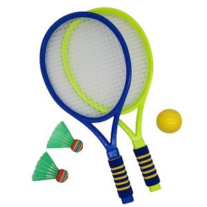 (APOSITV) ラケットセット テニスセット バトミントン ボール 子供 羽2個 ボール1個 親子 屋外 室内 (ブルー)の商品画像