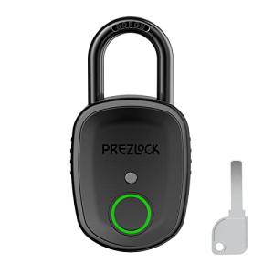 Prezlock 南京錠 スマートロック 指紋認証 USB充電式 バックアップキー付き キーレス生体認証 耐久性 防水規格IP65 自転車 屋外用 黒の商品画像