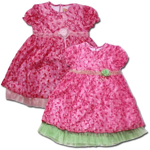 ピンクドール ふんわりパステルの花柄 シフォンワンピース（濠Du)子供服結婚式　発表会 ドレス 95...