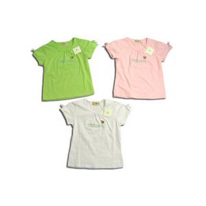 パブスリーブ ニット Tシャツ 春夏 女の子 子供服 活発 美少女 蝶々刺繍入り（濠Du）クリアランスセール｜adorable