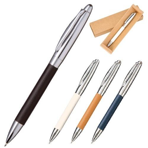 ボールペン レザー調 メタルペン かっこいい文具 格安 記念品 景品 販促品 ノベルティ 小ロット ...