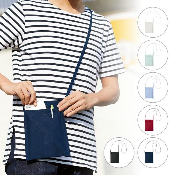 サコッシュ スマホショルダー コットン 裏面ポケット付 ミニバッグ 格安 景品 販促品 ノベルティ ...