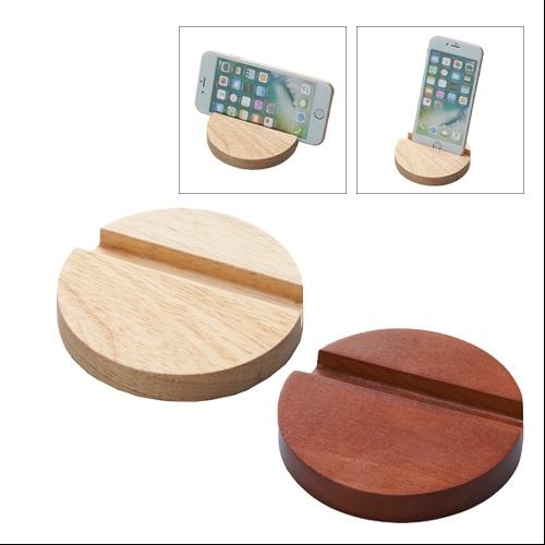 スマホスタンド 木製 円形 エコグッズ 格安 景品 販促品 ノベルティ 小ロット ラバーウッドスタン...