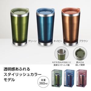 ステンレスタンブラー 360ml ふた付 マイタンブラー 格安 景品 販促品 ノベルティ 小ロット クルテ ステンレスクリアタンブラー｜ads