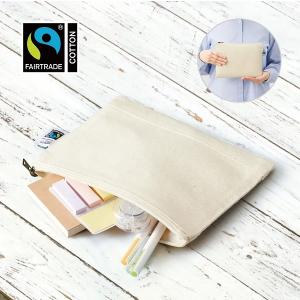 フェアトレードコットン SDGs ポーチ 小物入れ 格安 景品 ノベルティ 販促品 フェアトレードコットンキャンバスフラットポーチ Mサイズ ナチュラル