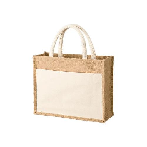 麻バッグ ポケット付 B5サイズ エコバッグ スクエアタイプ 格安 記念品 景品 ノベルティ 小ロッ...