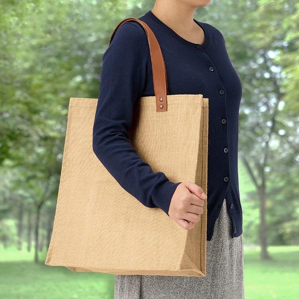 麻バッグ トートバッグ 縦長 エコバッグ 大容量 格安 景品 販促品 ノベルティ 小ロット ジュート...