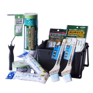 屋内カベ用塗装 10点セット 塗装道具 室内壁 塗装用品セット ペイントローラー 水性塗料用 ペイントセット 刷毛 ハケ 養生用品 ペンキ IBS-10 アサヒペン